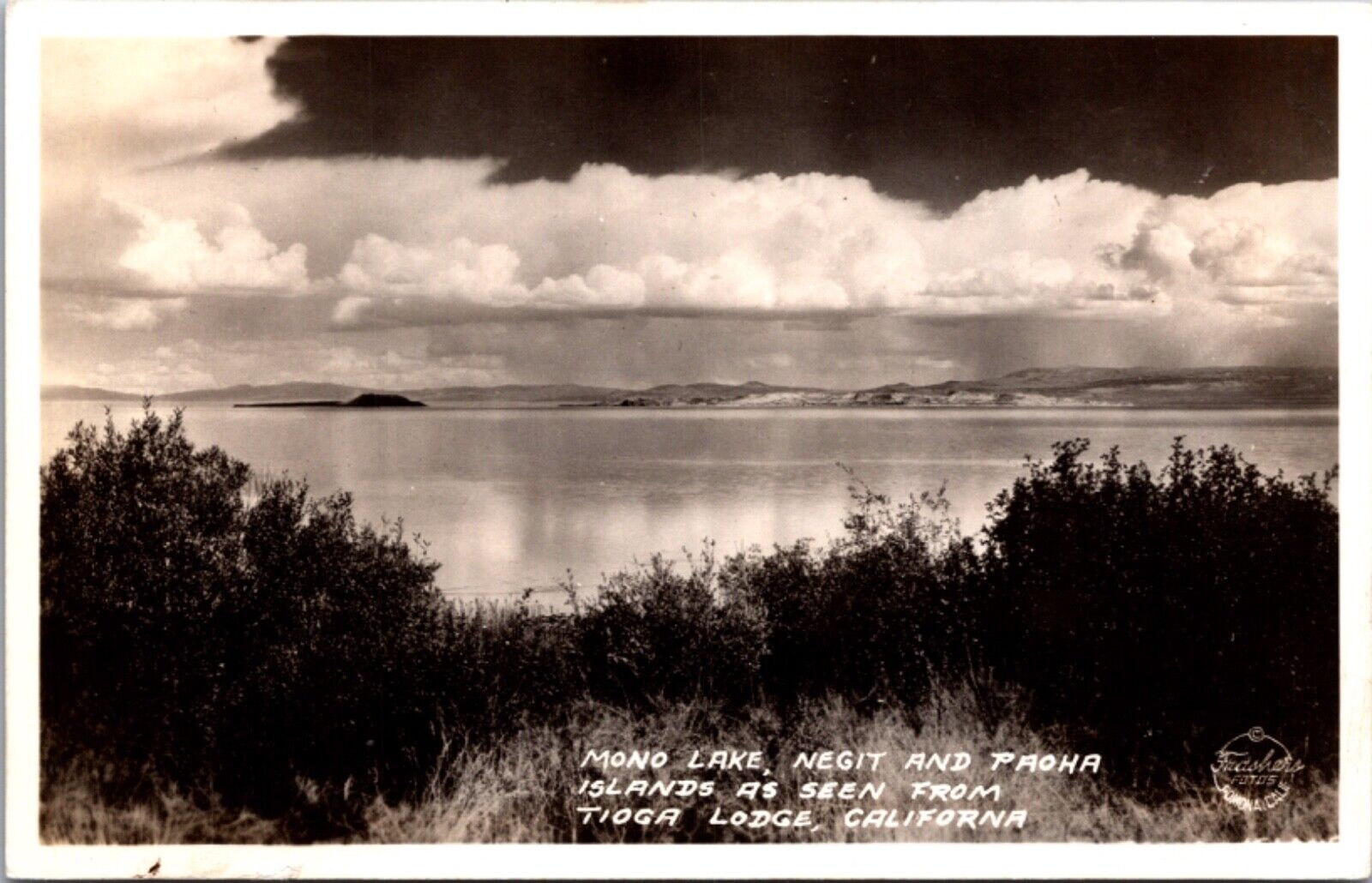 RPPC Mono Lake, Negit and Pasha Islands as seen from Tioga Lodge, California