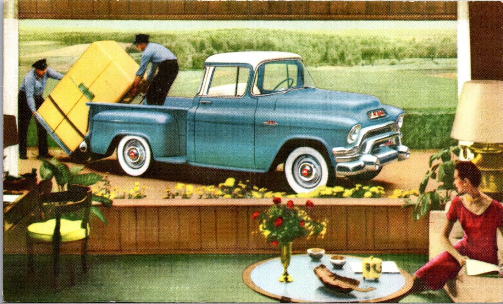 Advertising Postcard Blue Chip GMC Trucks 100 Series