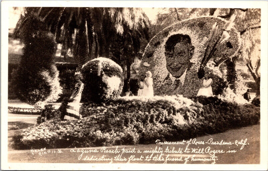 RPPC Will Rogers Parade Float Tournament of Roses in Pasadena, California