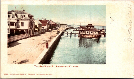 1902 Postcard The Sea Wall in St. Augustine, Florida