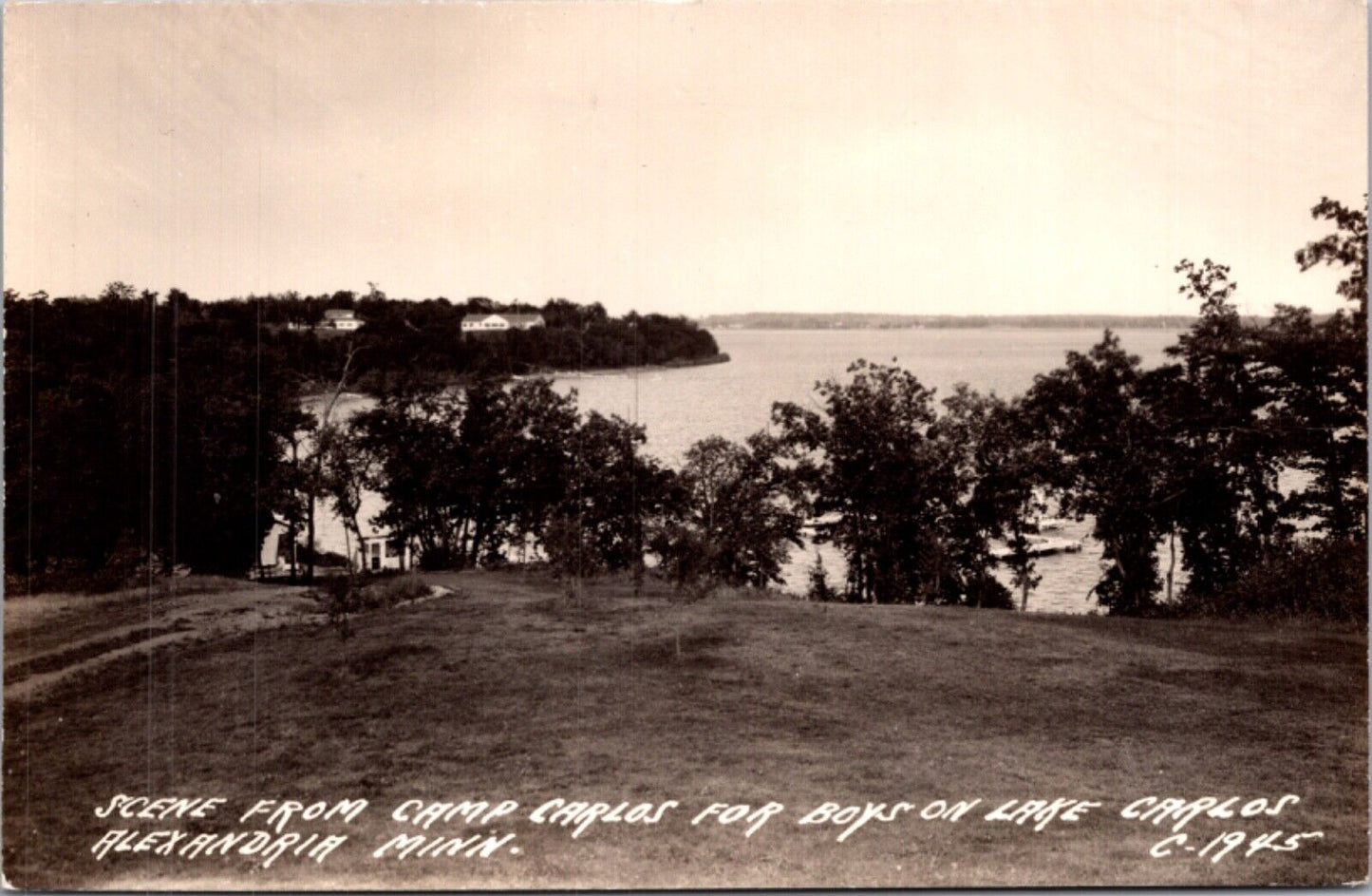 RPPC Scene From Camp Carlos for Boys on Lake Carlos Alexandria, Minnesota