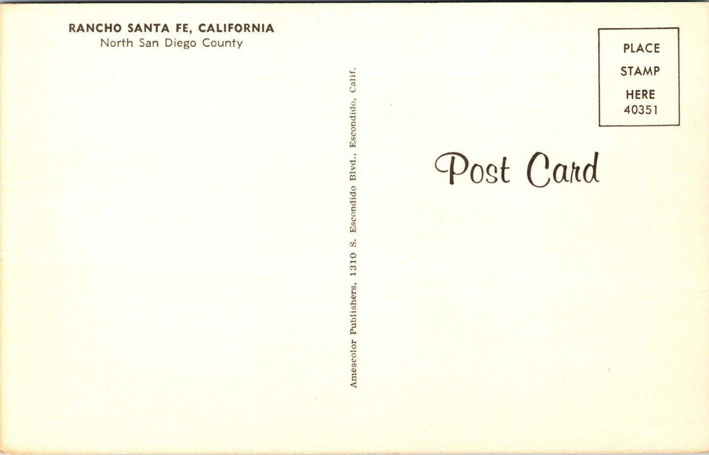 Three Postcards Rancho Santa Fe in San Diego, California~133073