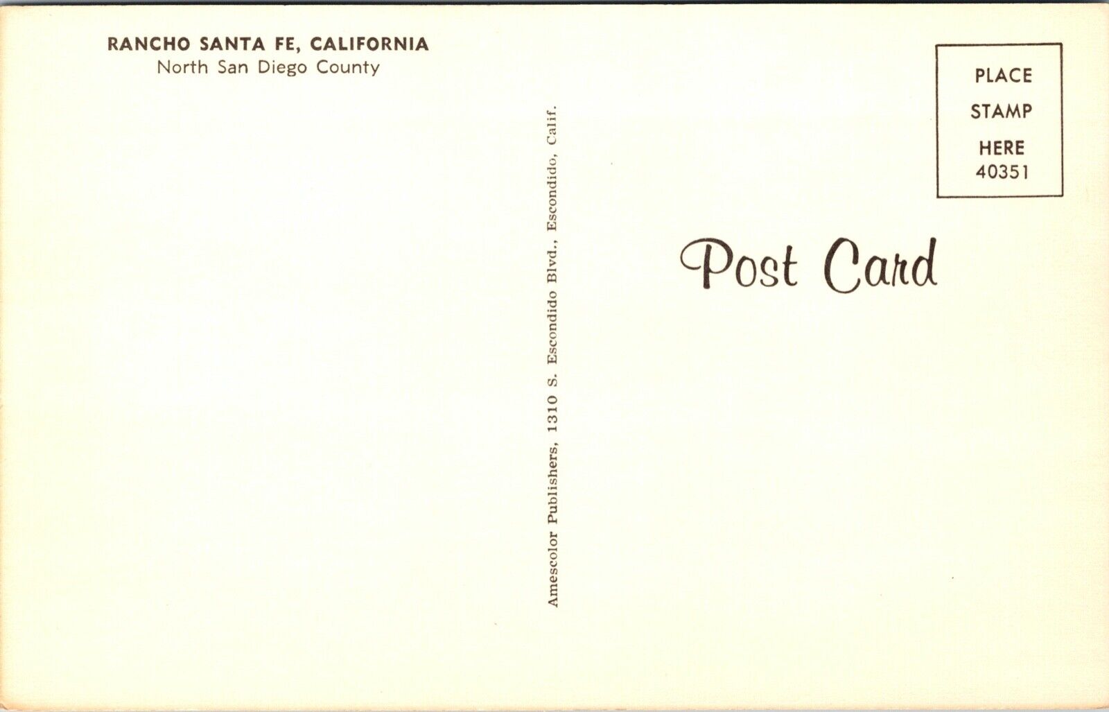 Three Postcards Rancho Santa Fe in San Diego, California~133073