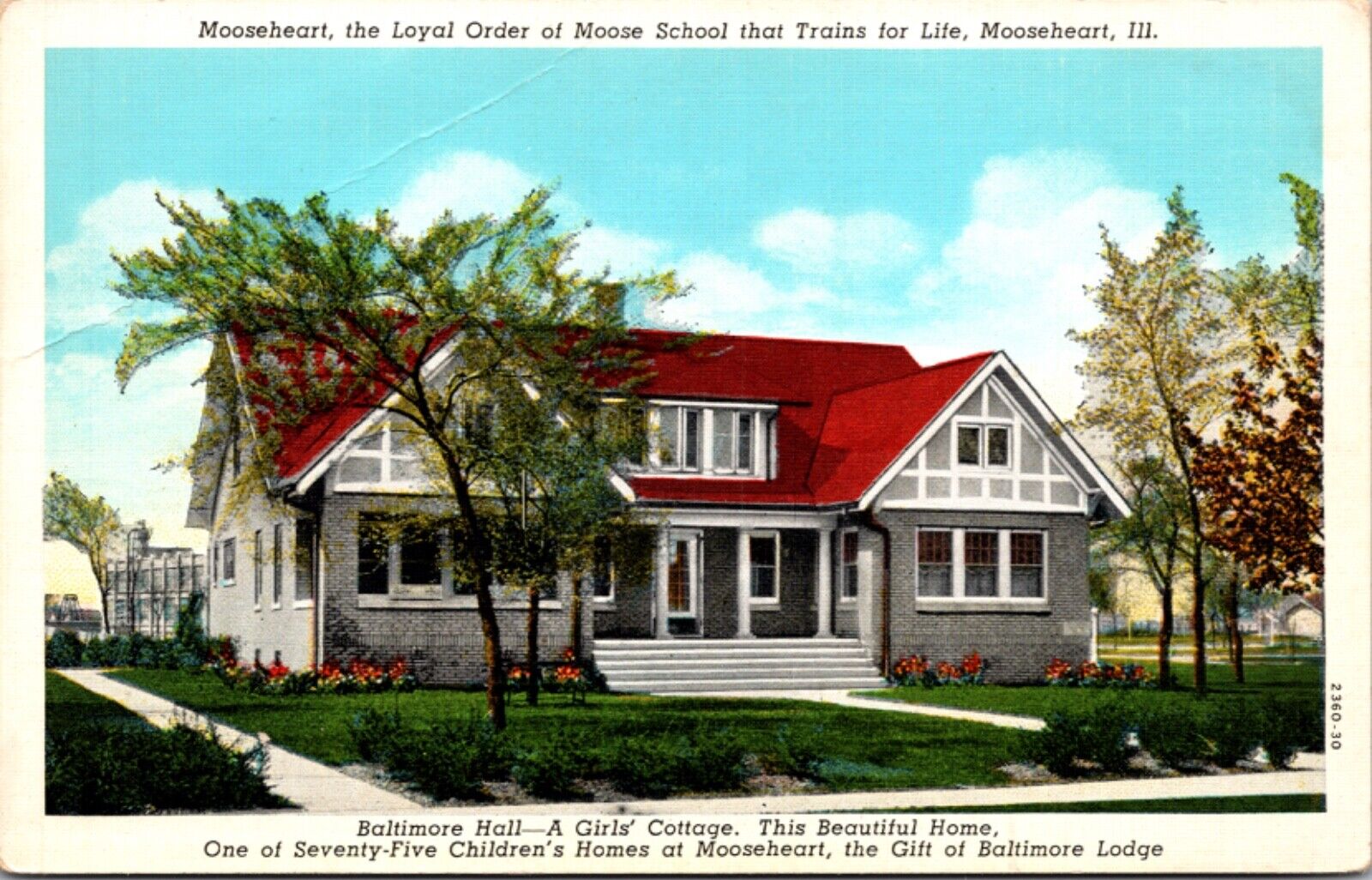 Baltimore Hall Girls Cottage Mooseheart, Illinois Moose School Loyal Order