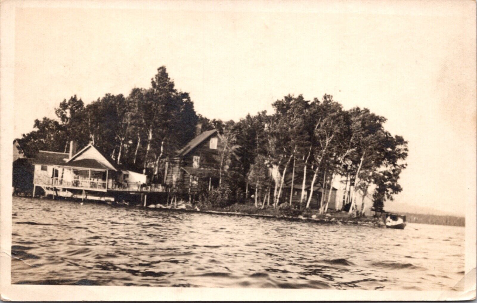 Real Photo Postcard Waterfront View of Homes in/near Pleasant Point, Maine