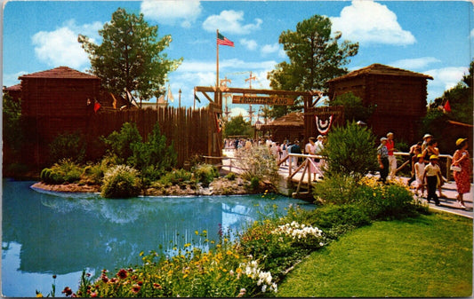 Disneyland Postcard Frontierland Entrance Wooden Fort Wild West