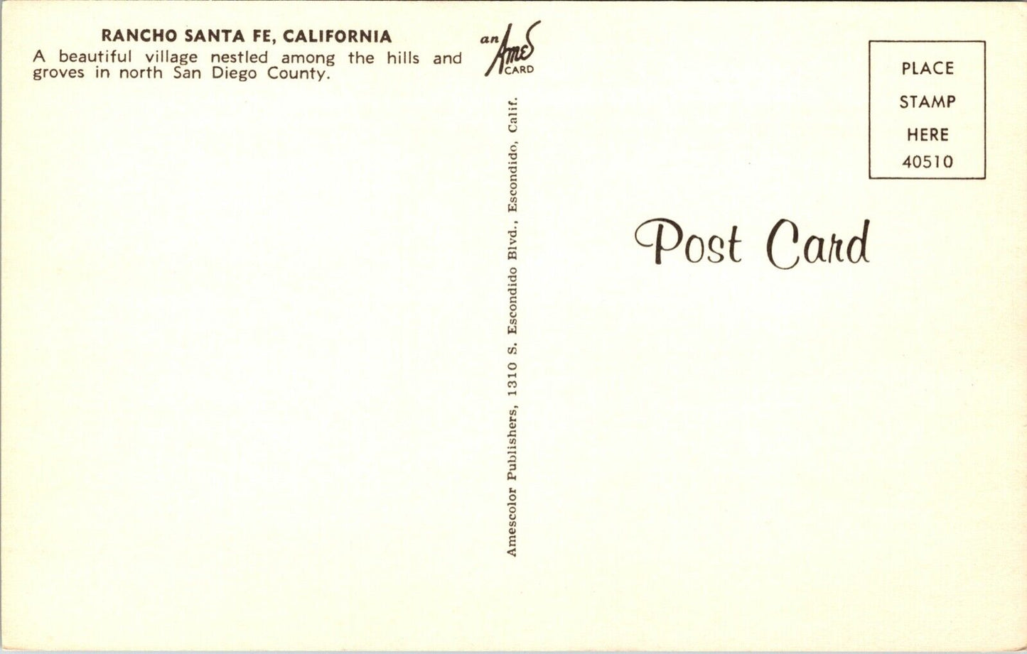 Three Postcards Rancho Santa Fe in San Diego, California~133073