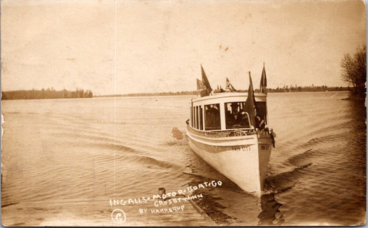 Real Photo Postcard Twin City Boat Ingall's Motor Boat Company Crosby, Minnesota