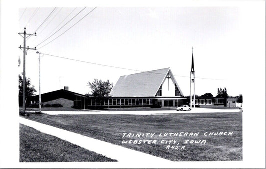 Real Photo Postcard Trinity Lutheran Church in Webster City, Iowa