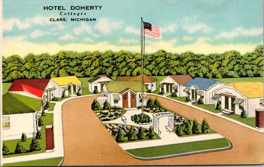 Two Postcards Hotel Doherty in Clare, Michigan~135450