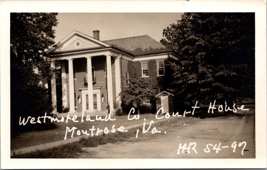 Real Photo Postcard Westmoreland County Court House in Montross, Virginia