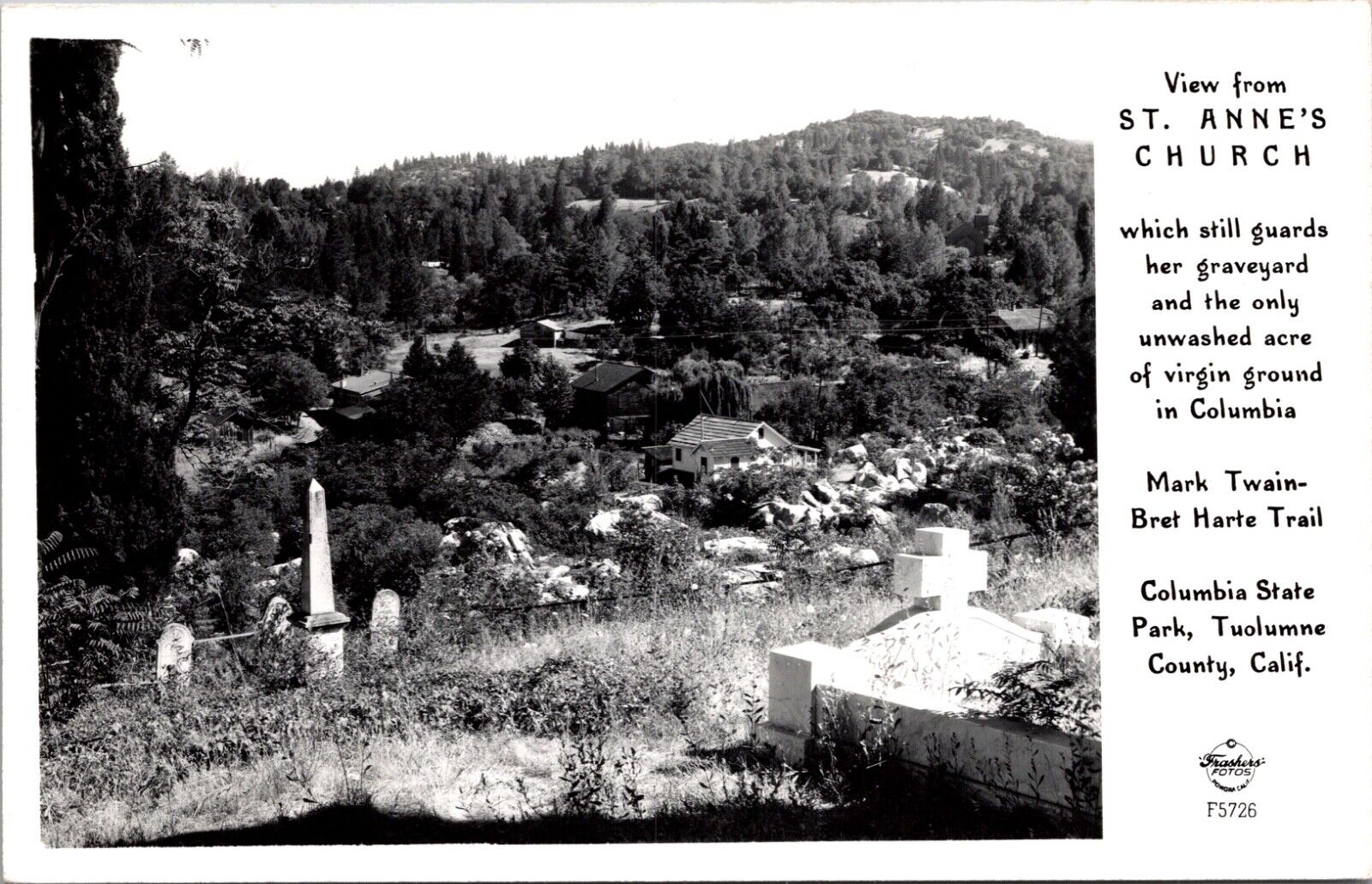 RPPC View from St. Anne's Church Mark Twain Bret Harte Trail Columbia State Park