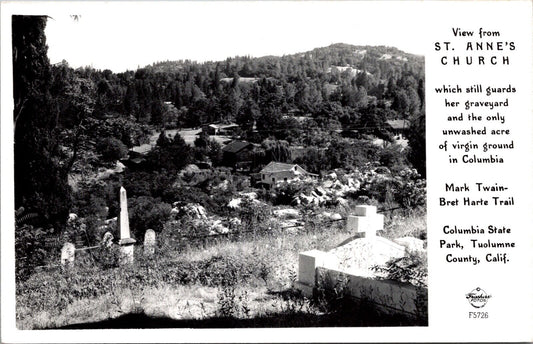 RPPC View from St. Anne's Church Mark Twain Bret Harte Trail Columbia State Park