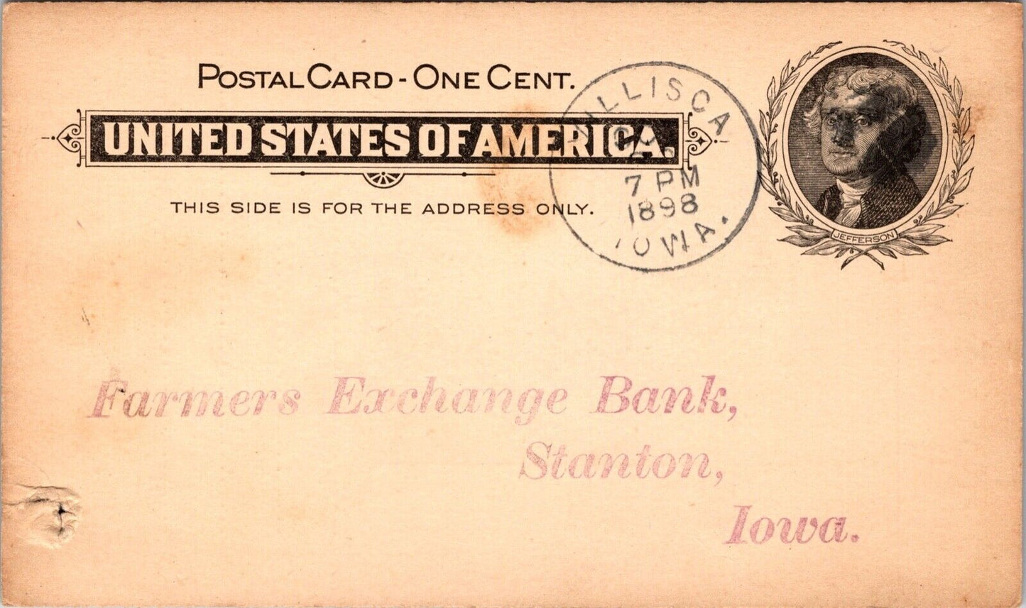 Two Postcards 1898 Farmers Bank in Stanton, Iowa~139111