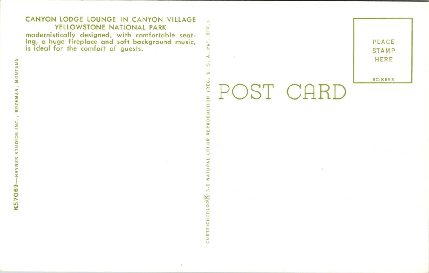 Two Postcards Canyon Lodge Lounge in Canyon Village Yellowstone National Park