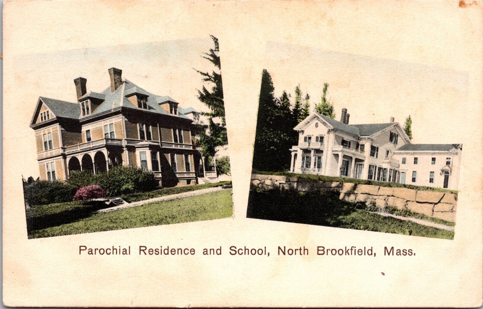 Tinted PC Parochial Residence & School North Brookfield Massachusetts~136669