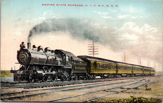 1915 Postcard Empire State Express N.Y.C. & H.R.R.R. Railroad Train