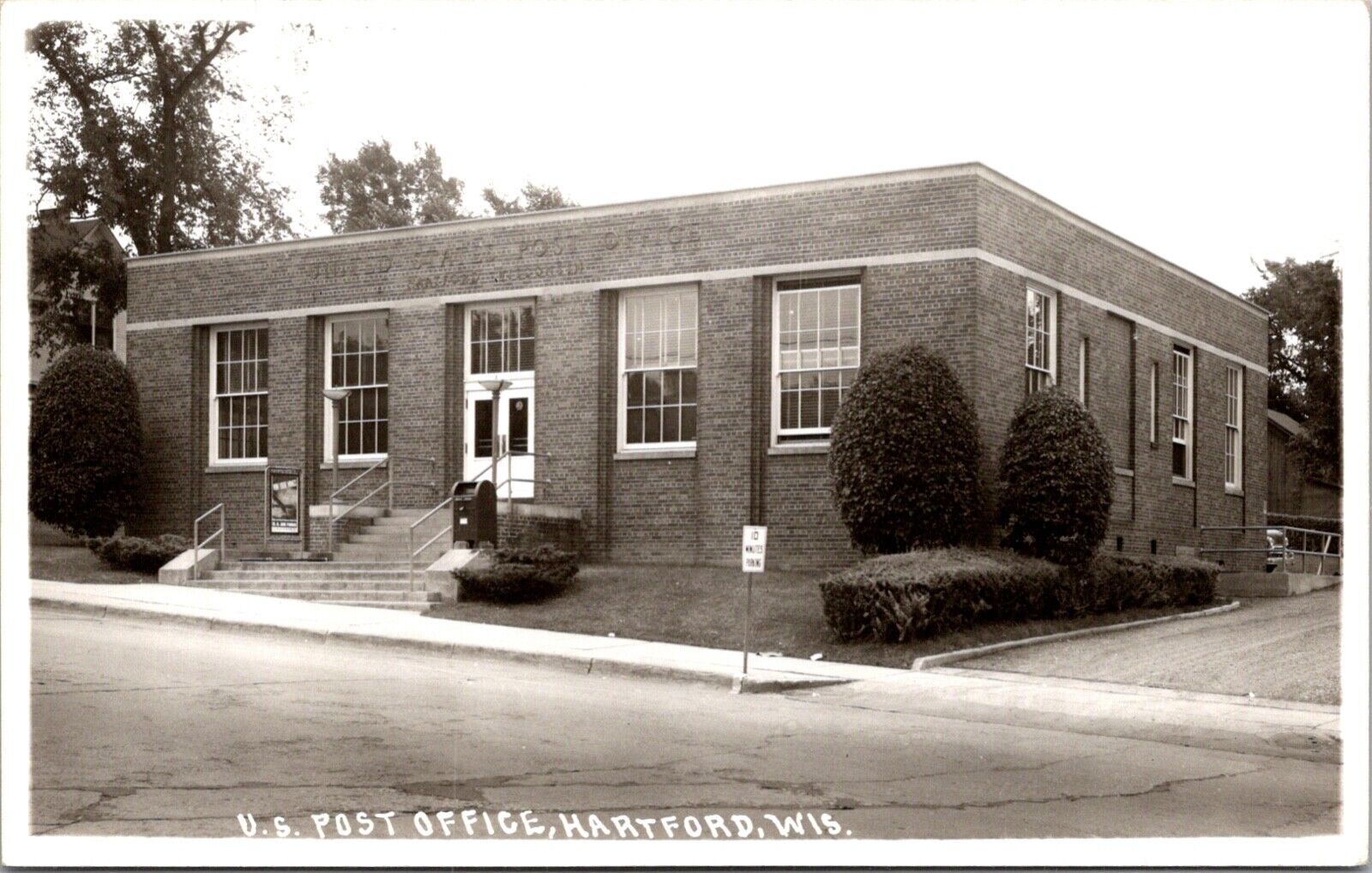 Real Photo Postcard U.S. Post Office in Hartford, Wisconsin