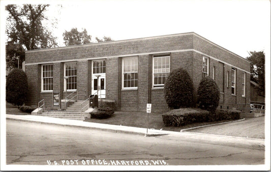 Real Photo Postcard U.S. Post Office in Hartford, Wisconsin