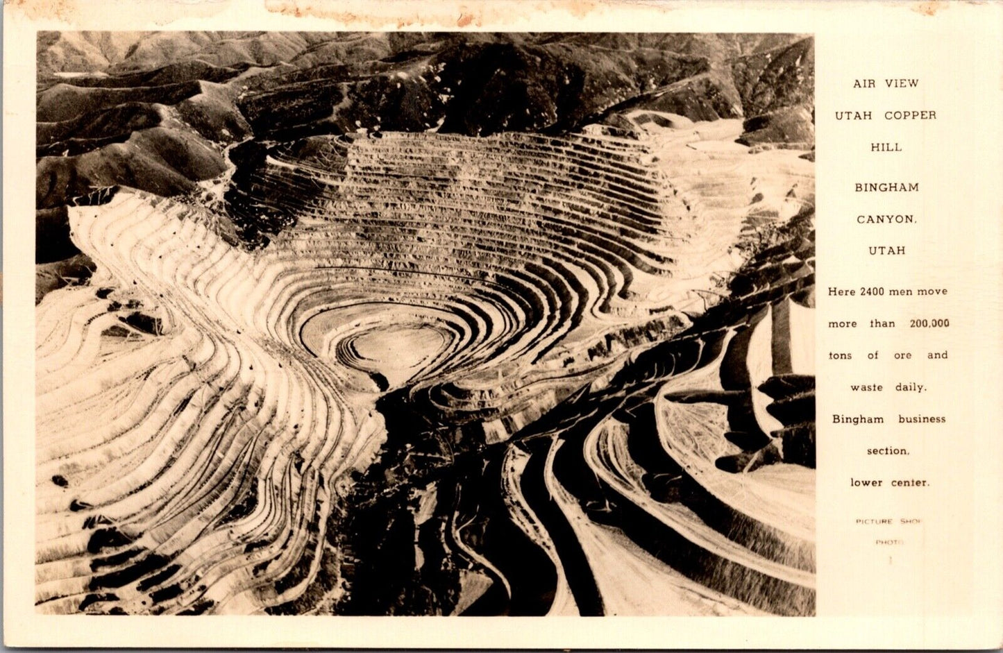 Two Real Photo Postcards Bingham Canyon Copper Mine, Utah