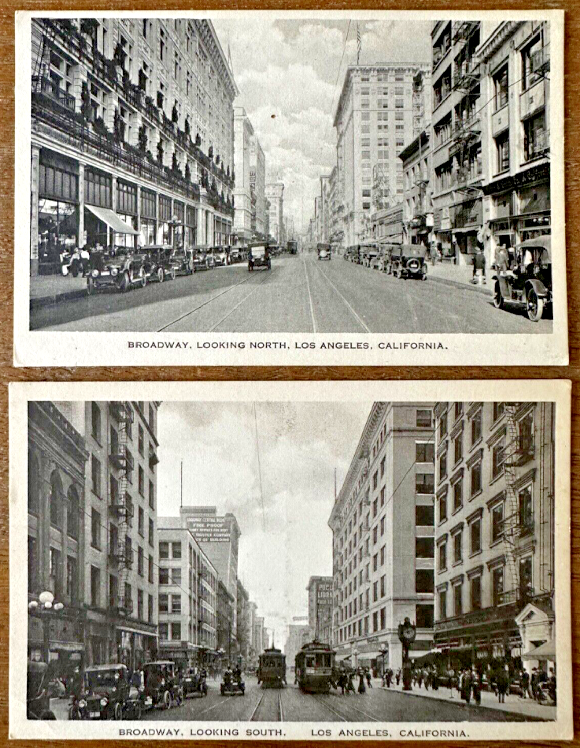 Two Postcards Broadway, Looking North in Los Angeles, California