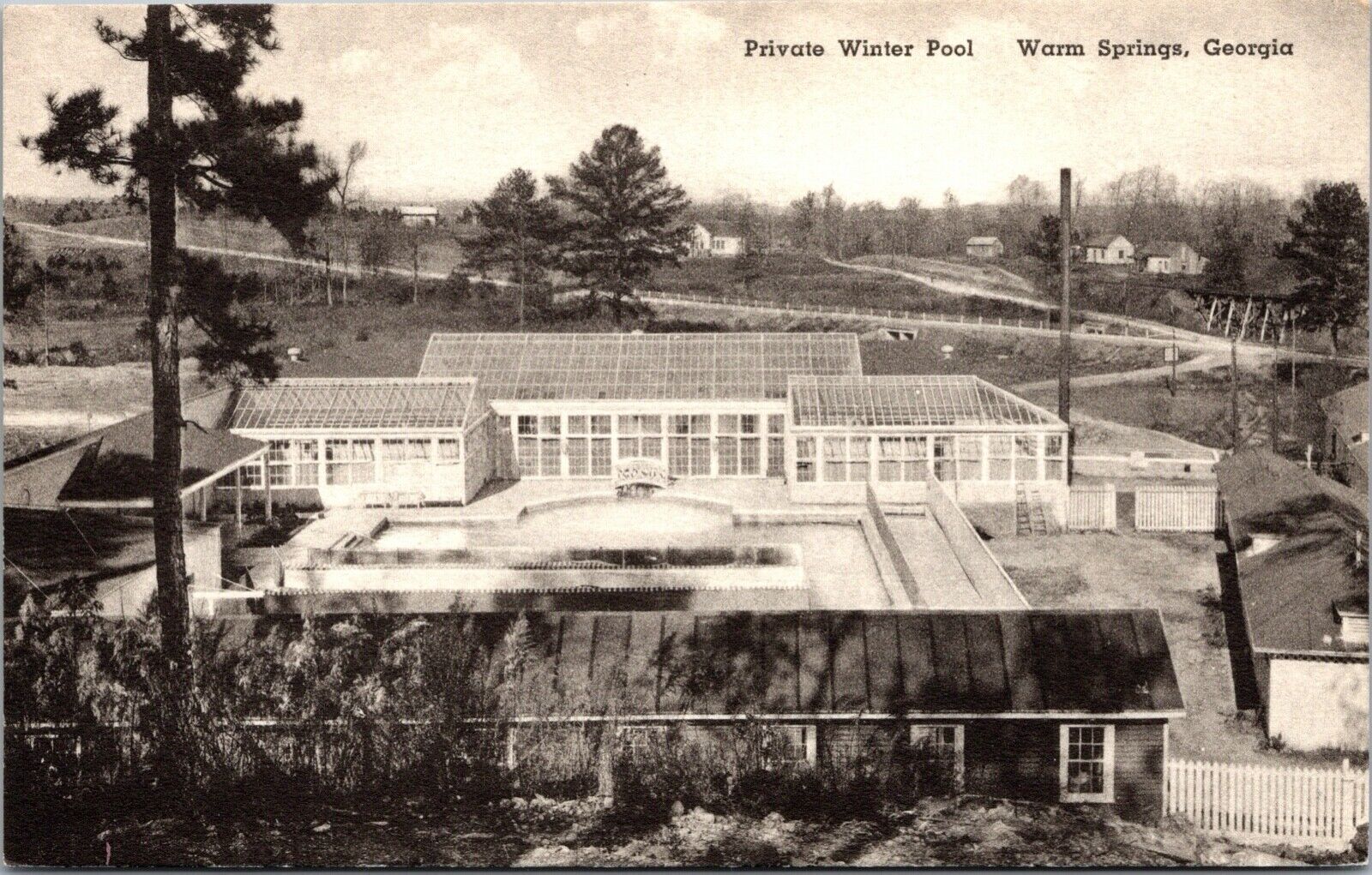 Two Postcards Private Winter Pool at Warm Springs, Georgia~132353