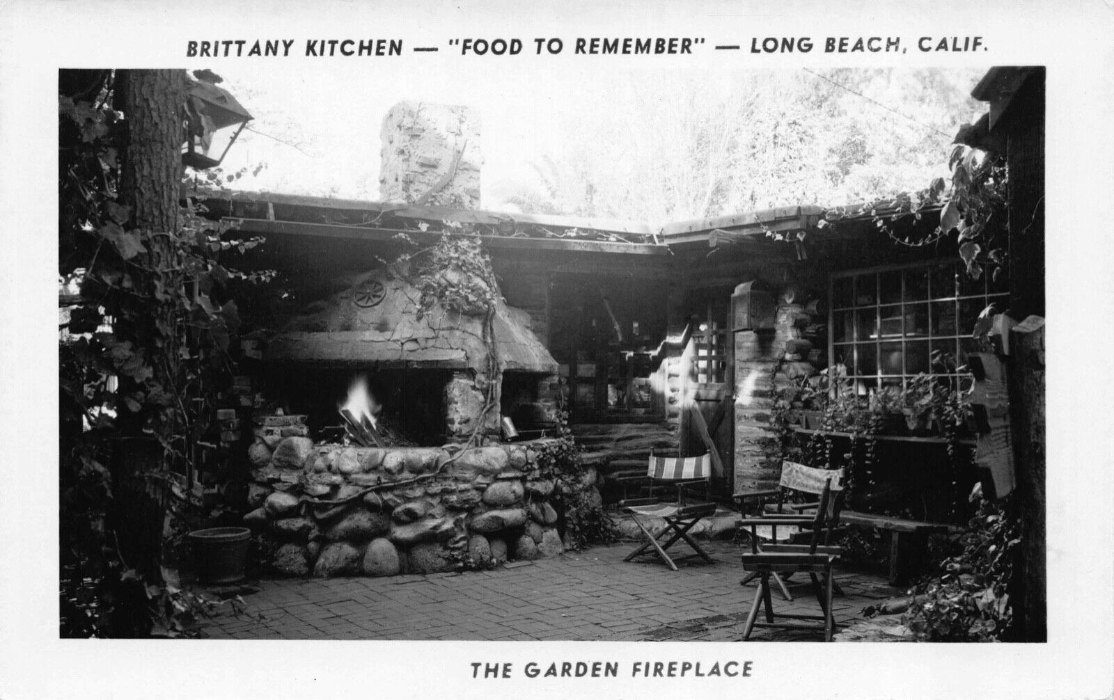 RP Postcard Brittany Kitchen Garden Fireplace in Long Beach, California~124072