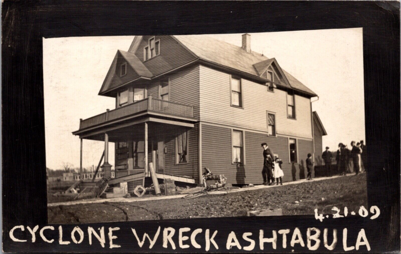 1909 Real Photo Postcard Cyclone Wreck Damage to House in Ashtabula, Ohio