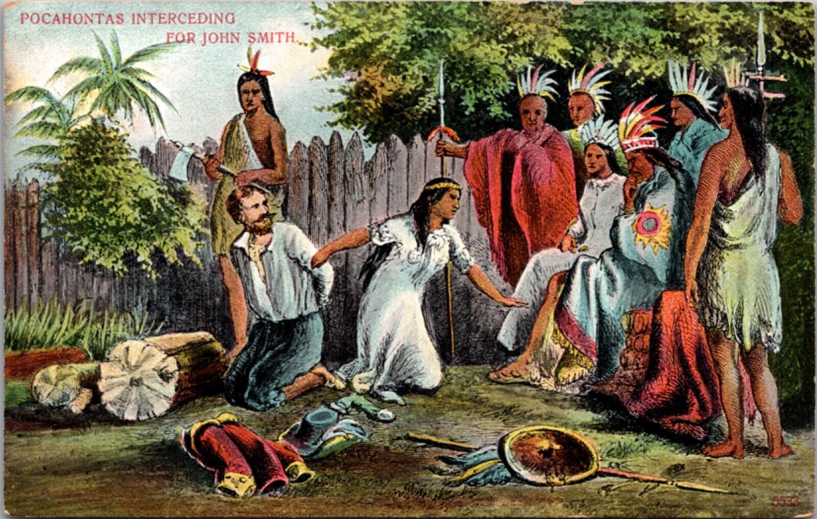 Artwork Postcard Indian Woman Pocahontas Interceding For John Smith