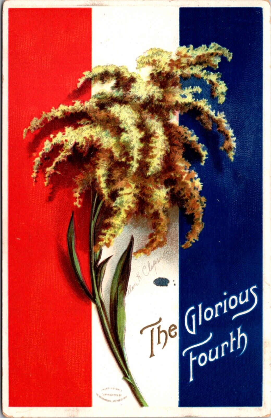 Clapsaddle Postcard Red White Blue Flowers Patriotic The Glorious Fourth of July