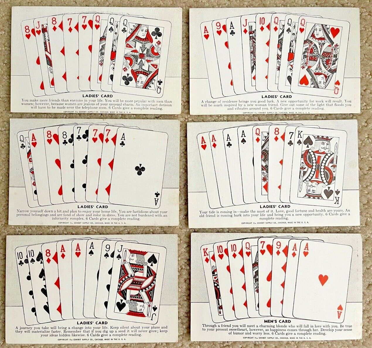 Six Postcards Ladies' Card Men's Card Playing Card Hands~1121