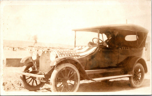 RP Postcard American Flag Studebaker Automobile South Bend Indiana~131468