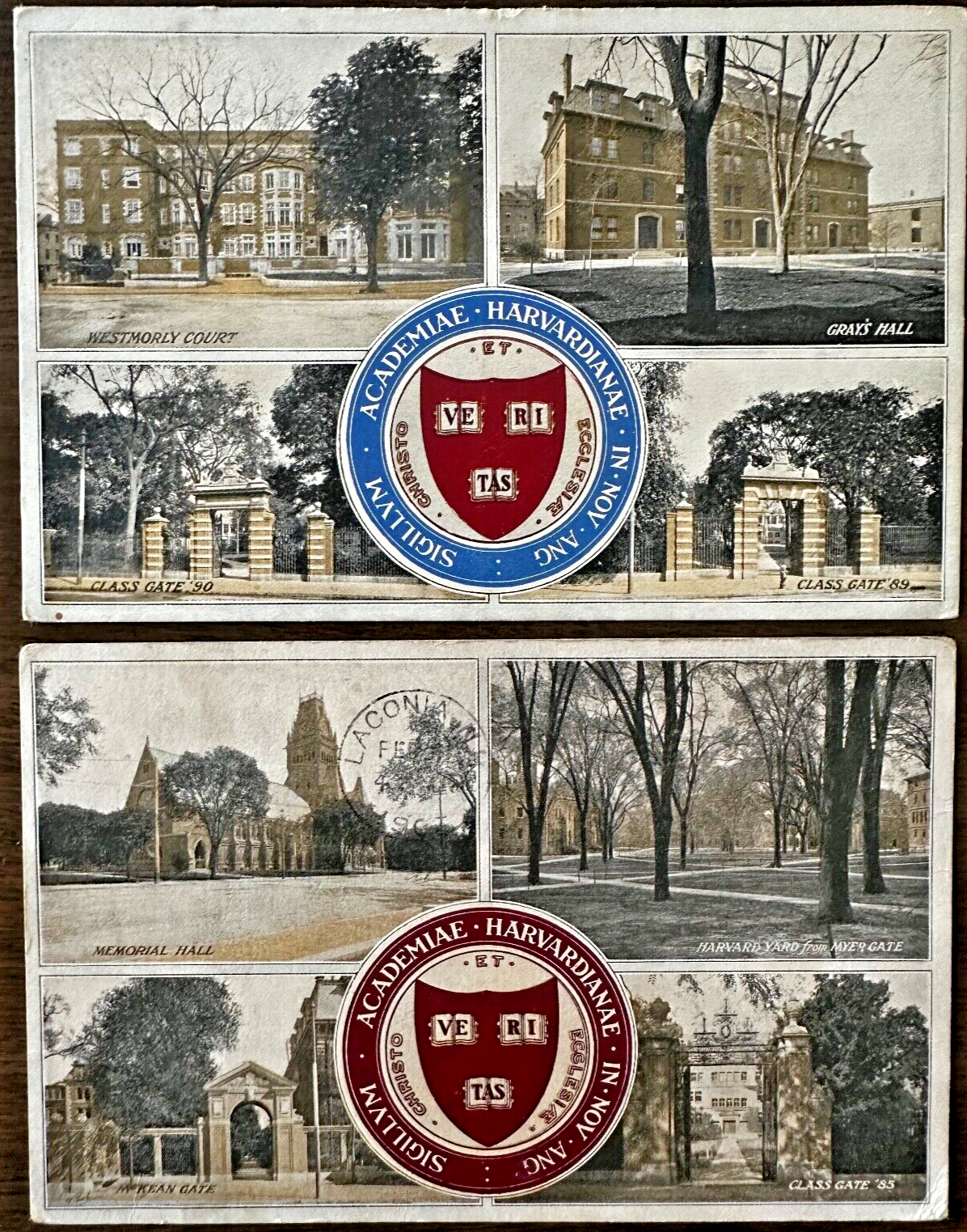 Two Postcards Multiple Views of Harvard University in Cambridge, Massachusetts