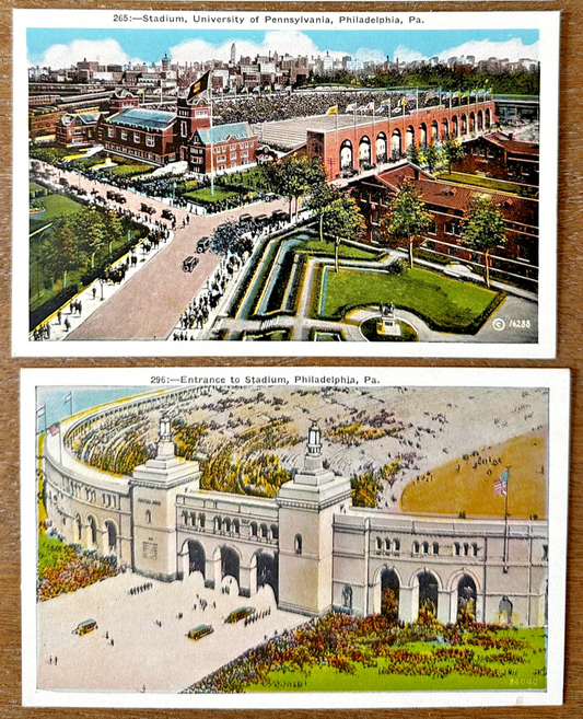 Two Postcard Stadium, University of Pennsylvania in Philadelphia