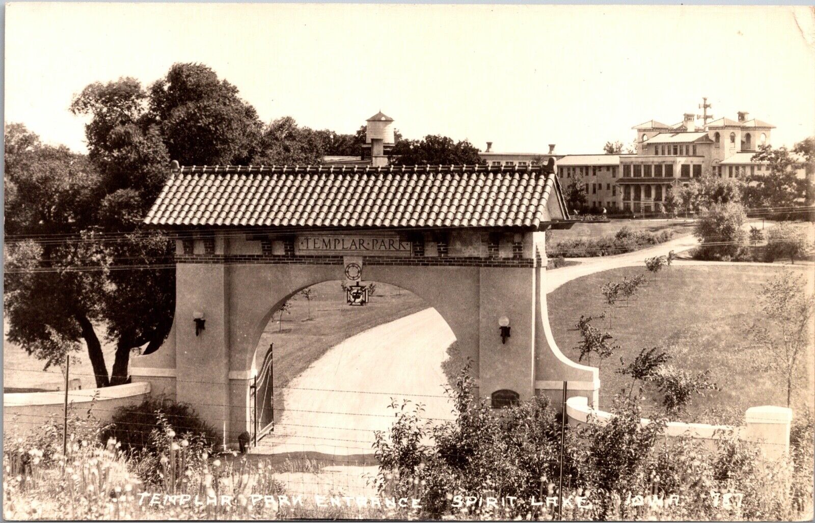 Two Real Photo Postcards Entrance Templar Park in Spirit Lake, Iowa~132145