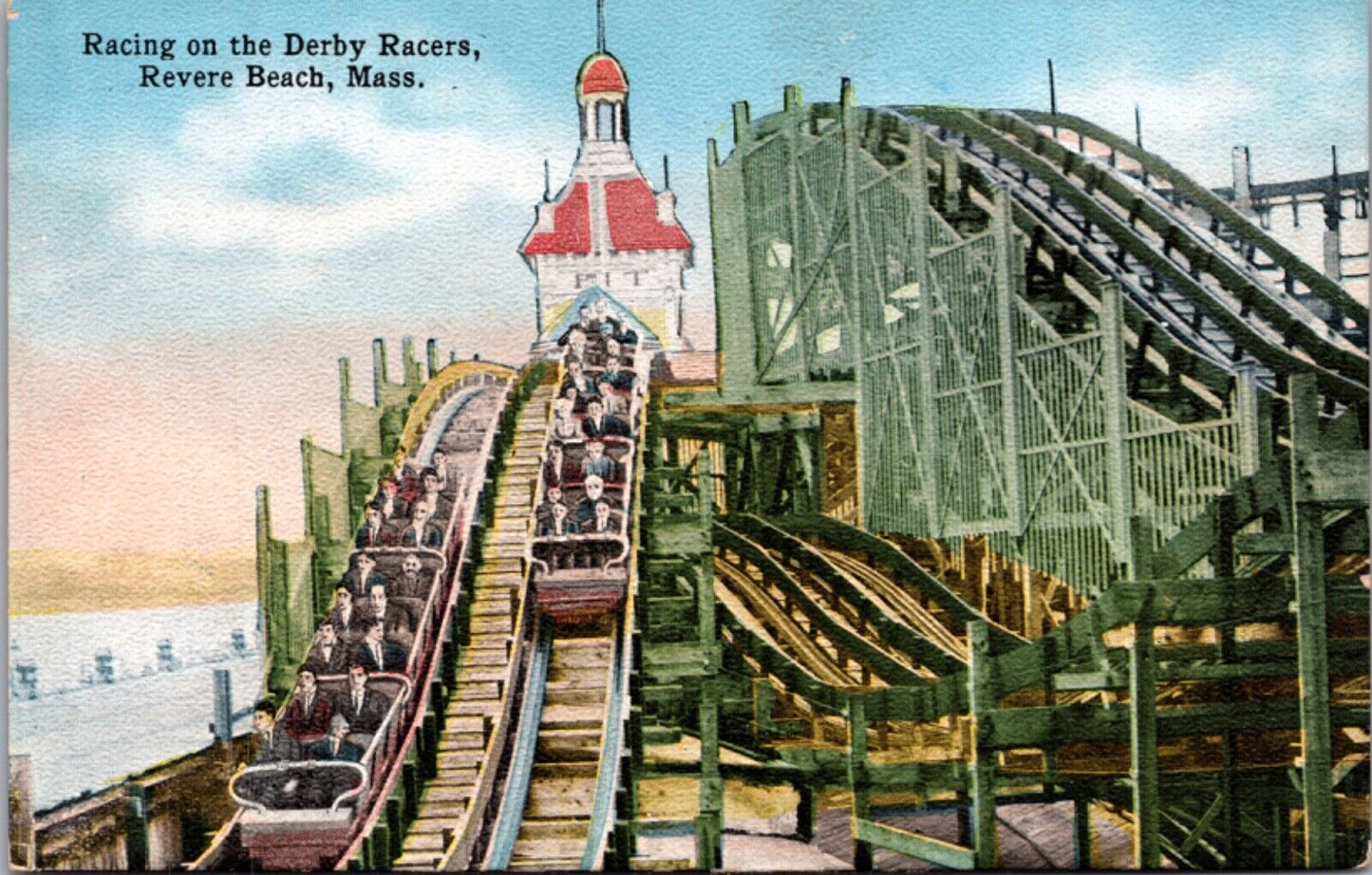 Derby Racers Amusement Park Roller Coaster Ride Revere Beach Massachusetts