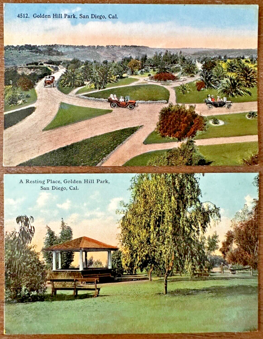 Two Postcards Golden Hill Park in San Diego, California