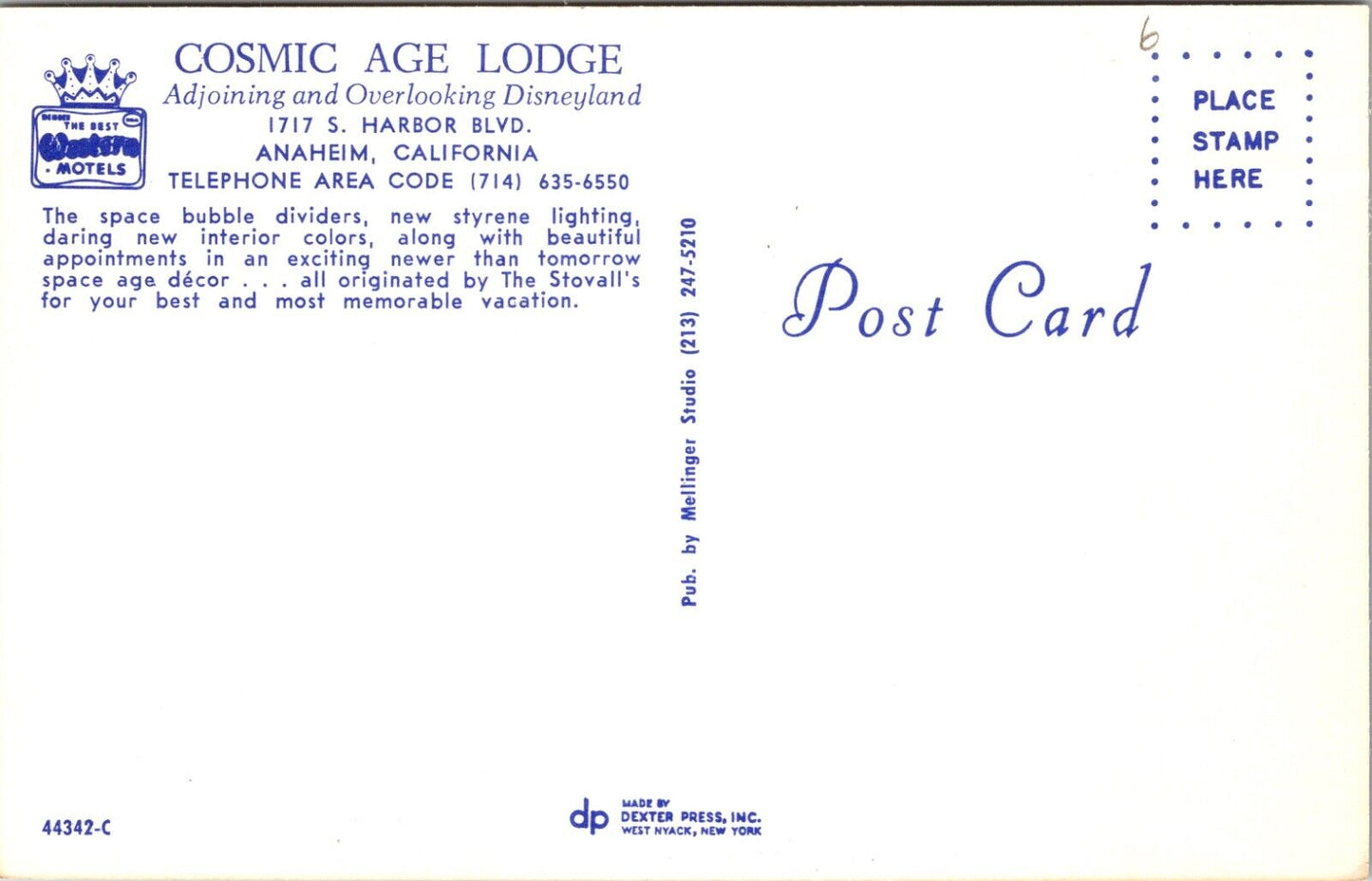 Cosmic Age Lodge 1717 S Harbor Blvd Anaheim, California Disneyland Best Western