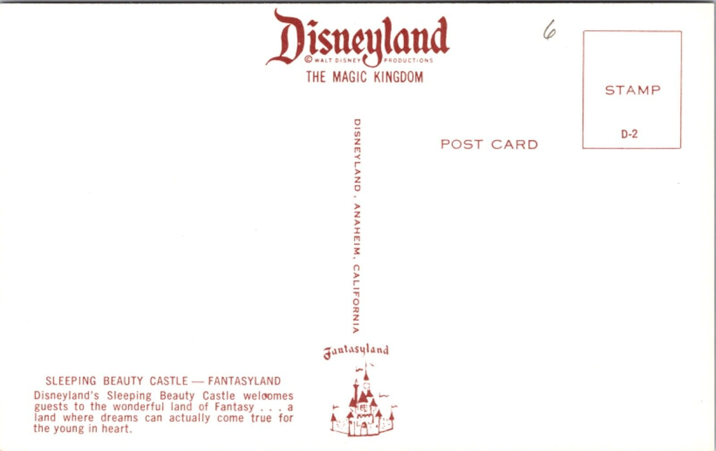 Disneyland Postcard Entrance to Sleeping Beauty Castle Fantasyland