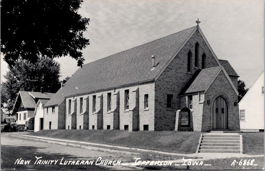 Real Photo Postcard Trinity Lutheran Church in Jefferson, Iowa