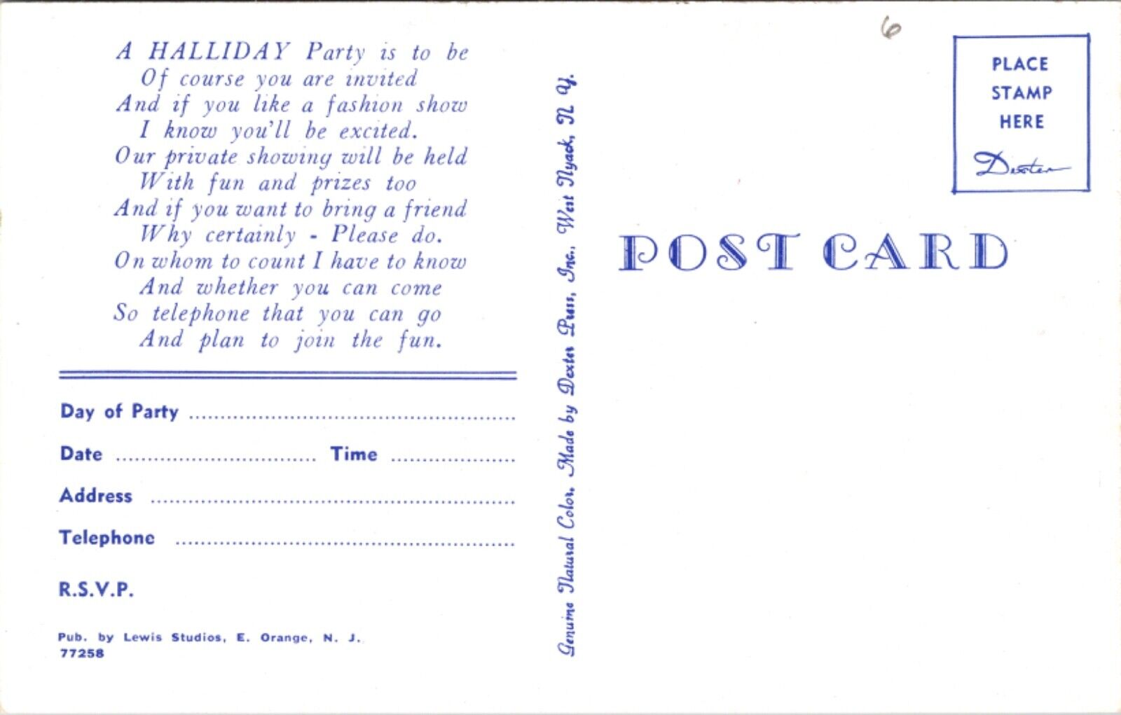 Advertising Postcard The Halliday Company Inc Plastics For The Home Party