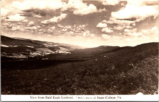 Real Photo Postcard View From Bald Eagle Lookout State College Pennsylvania