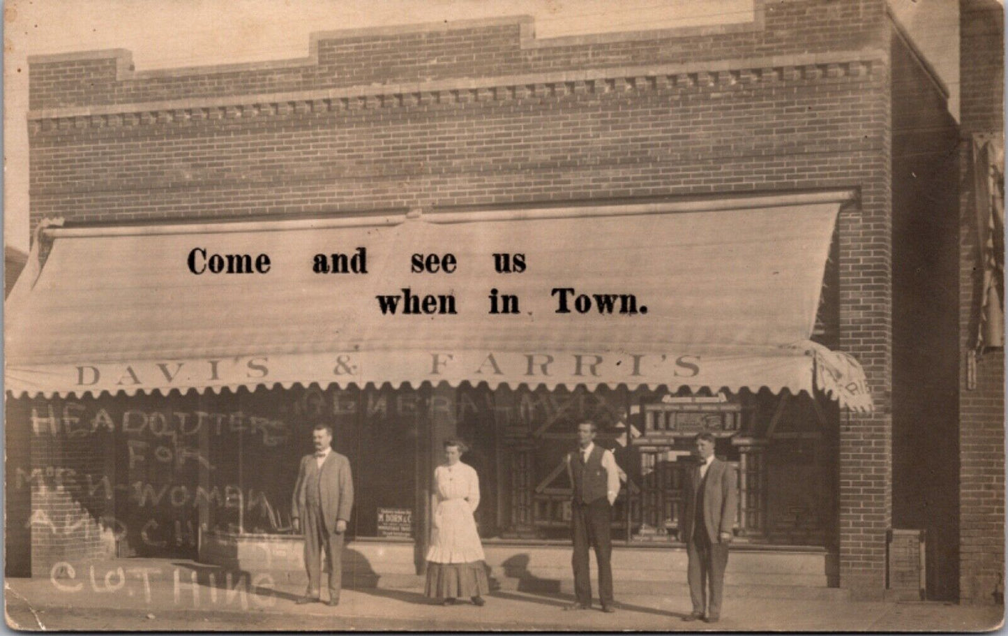 RPPC Davis & Ferris General Mercantile Store Men Woman Children Clothing