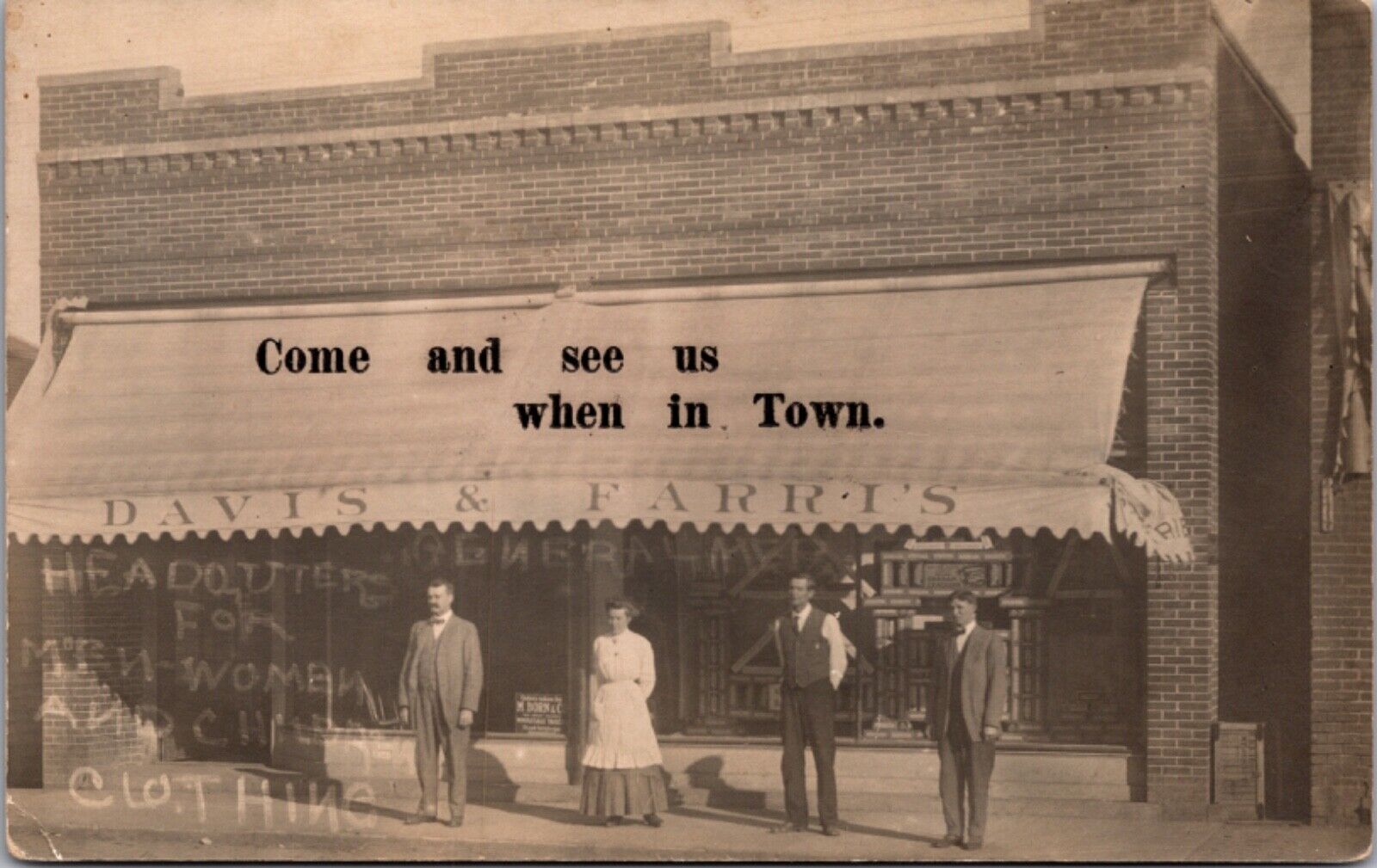 RPPC Davis & Ferris General Mercantile Store Men Woman Children Clothing