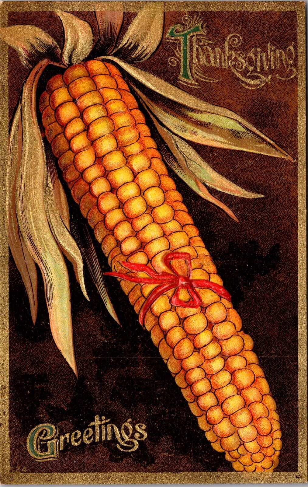 Thanksgiving Greetings Postcard Corn on the Cob