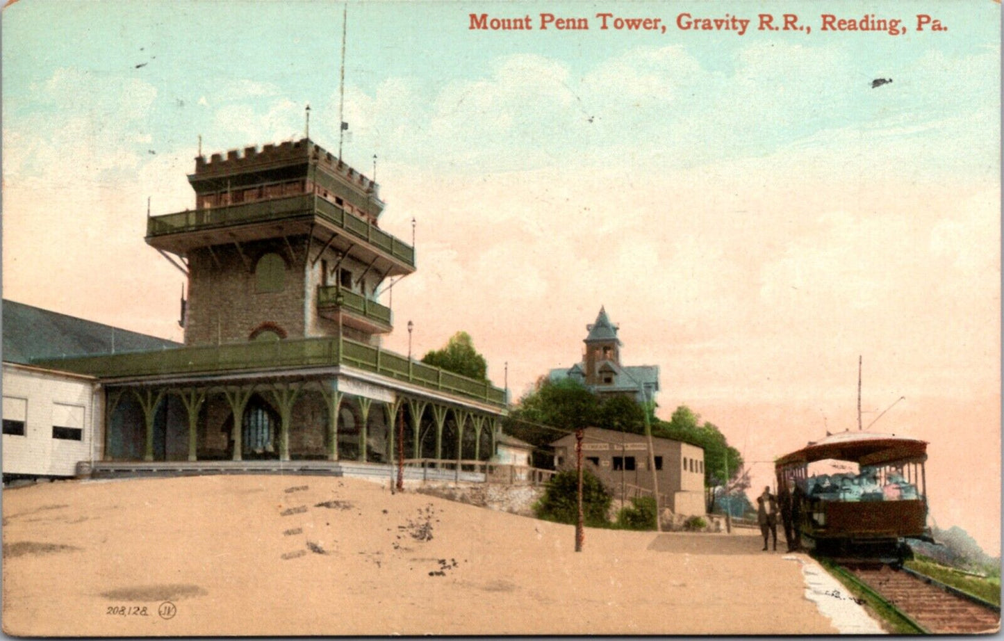 1909 Postcard Mount Penn Tower Gravity Railroad in Reading, Pennsylvania