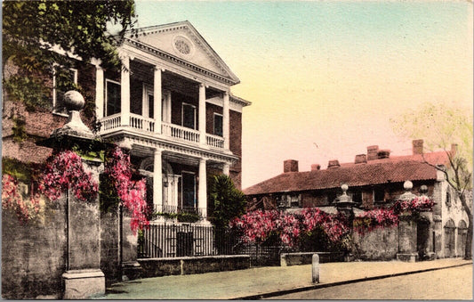 Tinted Postcard Miles Brewton (Pringle) House in Charleston, South Carolina~2881