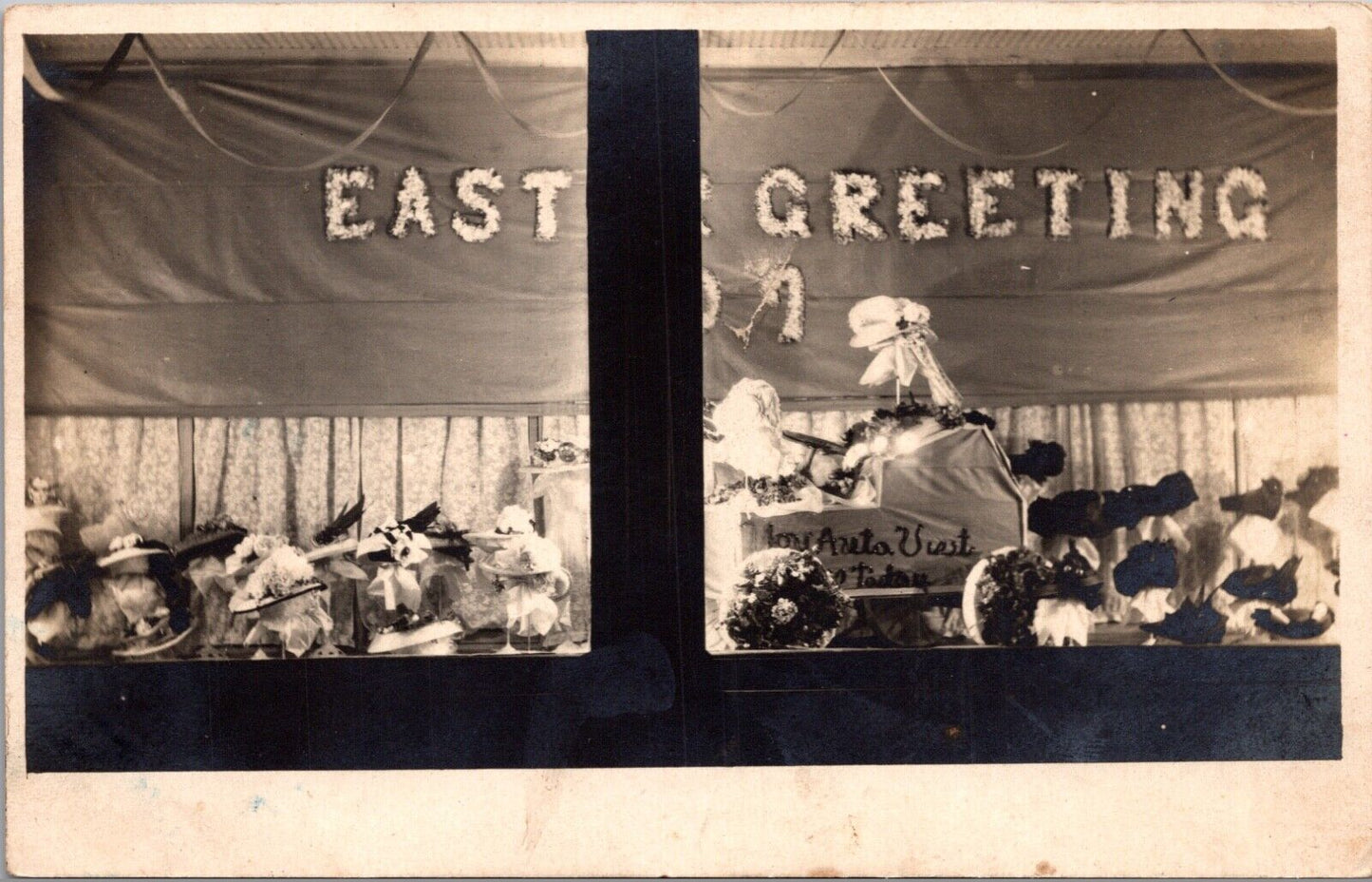 Easter Greeting Real Photo Postcard Hats In Decorated Department Store Window