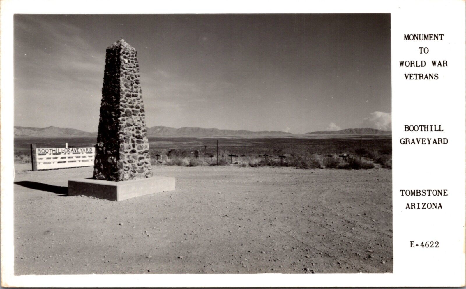 RPPC Monument to World War Veterans Foothill Graveyard Tombstone Arizona