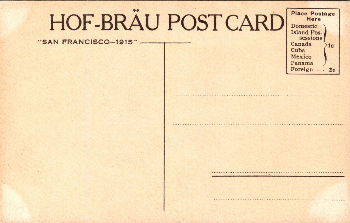 1915 Postcard Beefsteak Room Hof-Brau Cafe in San Francisco, California